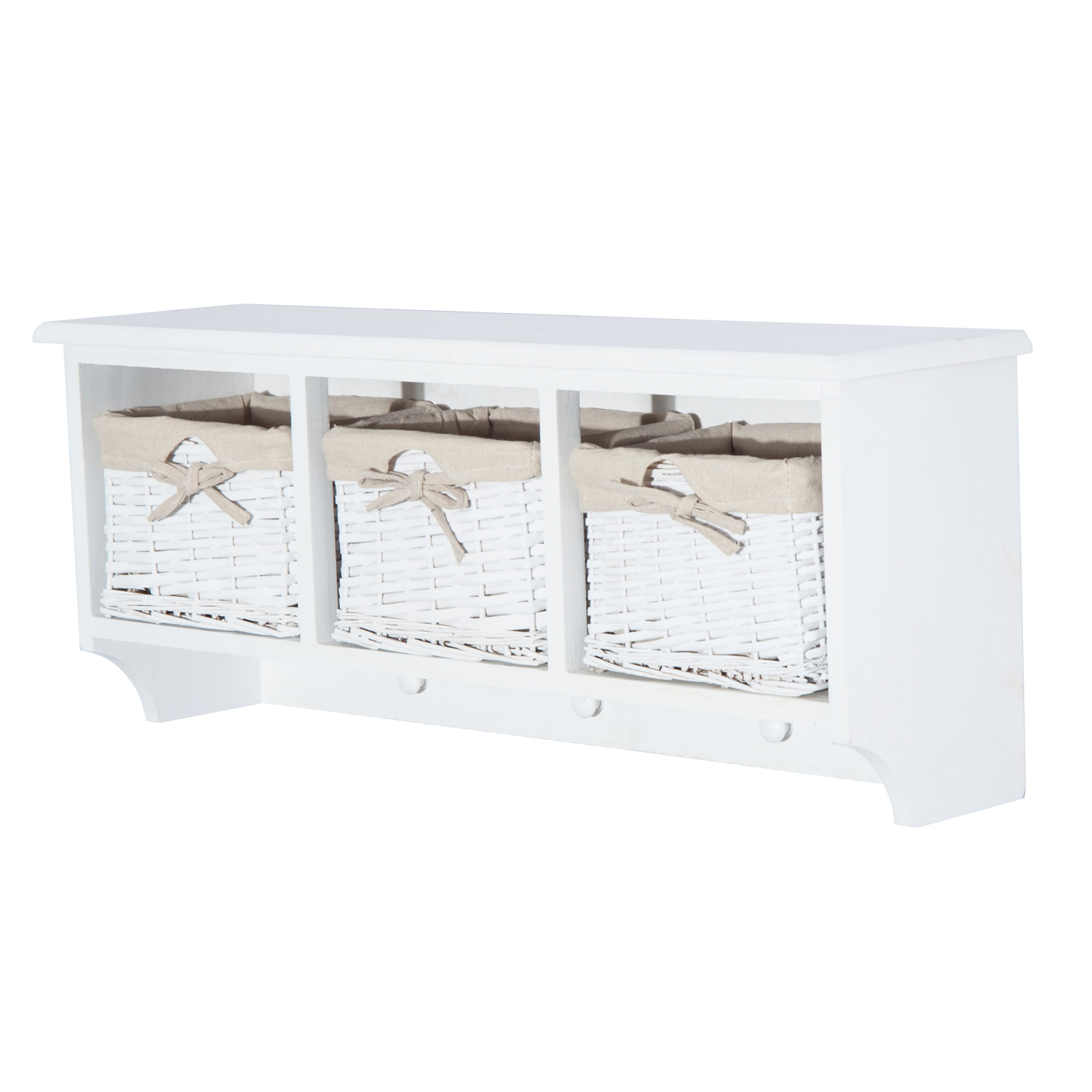 Wall Mounted Coat Hook Storage Unit 2 / 3 Baskets Organiser Shelf